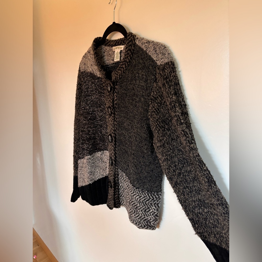 Orvis Patchwork Knit Button Cardigan Sweater | Si… - image 5